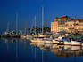 Early morning view across harbour, Alpes-Maritimes region.