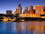 City skyline and Mississippi River.