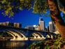 Bridge and city skyline from Nicollet Island.