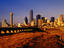 Houston Street Viaduct and skyline from Trinity River levee.