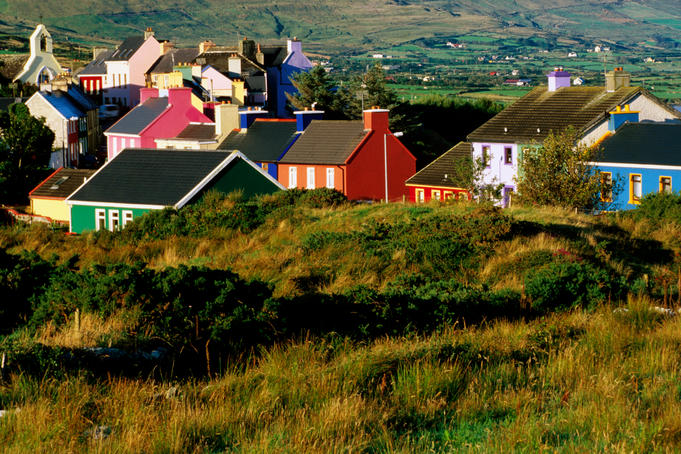 Colourful village houses.