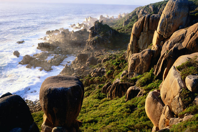 West Coast cliffside rocks.