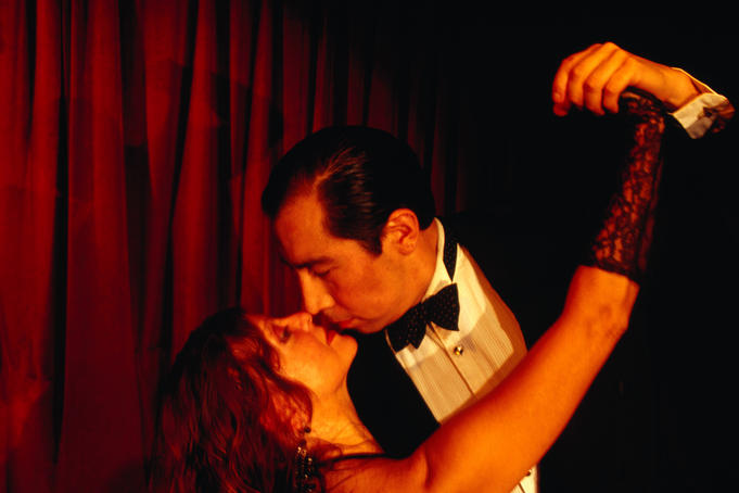 Couple in tango show at Cafe Tortoni, Av de Mayo 829.