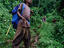 porter ascending Mudange Cliffs, Uganda