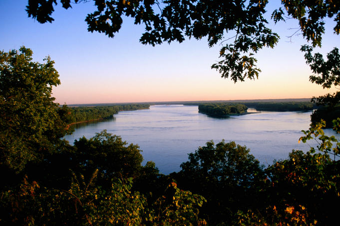 Mississippi River at dawn.