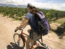 A wine cycling tour participant on her bike, Mendoza