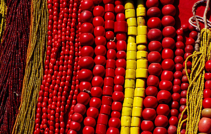 Beads for sale, Basantapur Square.
