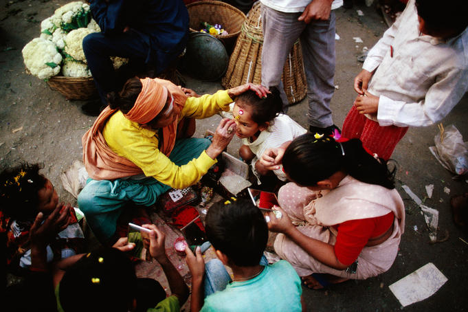 Tika blessing, Seto Machhendranath Rath Jatra festival.
