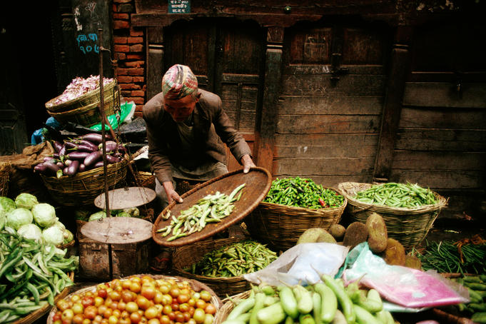 Vegetable stall at Asan Tole market.