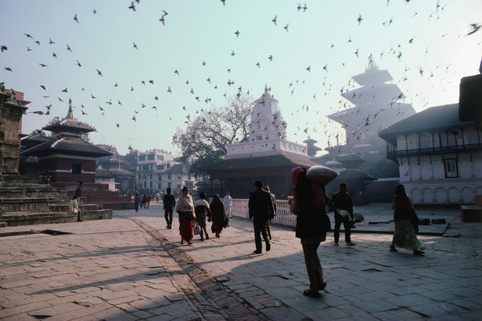 People walking in Durbar Square.