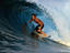 Young Australian James Wood rides inside the tube at the wave called Hollow Trees or Lance's Right.