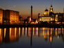 Night view of Albert Dock and the 'Three Graces'.