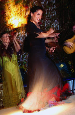 Woman performing flamenco dance.