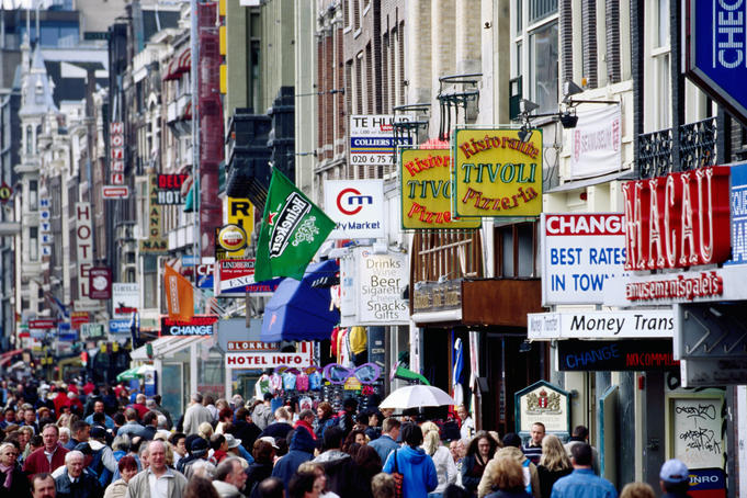 Damrak Street.