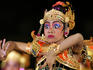 Balinese woman dancing during the great youth gong kebyar compilation from Bangli and Gianyar regency, at Bali Arts Festival, Taman Wedhi Budaya Art Centre.