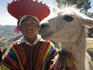 Local with llama along road from Cusco to Pisac.