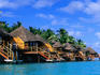 Part of Aitutaki Lagoon Resort and Spa on motu (lagoon islet) of Akitua, at eastern end of island of Aitutaki.