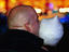 Stuttgarter Volksfest, man eating cotton candy, fairy floss.