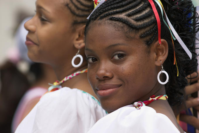 Portrait of girls in white dresses.