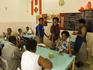 People in tea room in downtown.