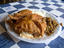 Fried chicken on table at Gus's World Famous.