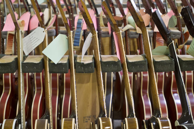 Rack of guitars, Gibson Guitar Factory.