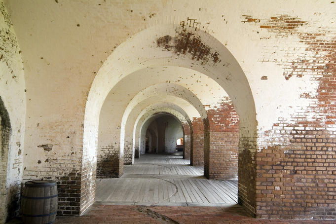 Old Fort Jackson brick fortification arches (1908).