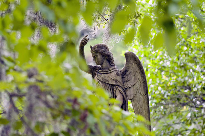 Angel sculpture at Bonaventure Cemetery.