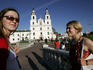 Local people outside Holy Spirit Cathedral.