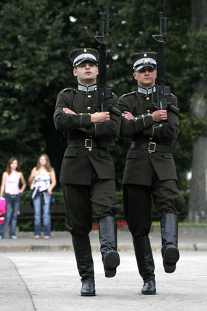 Changing guards at Freedom Monument.