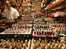 Handmade wooden chess sets in Cloth Hall.