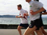 People running around Oriental Bay.