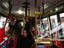 Passengers inside cable car.
