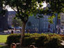 Couple enjoying an evening meal on lawn at Austurvollur.