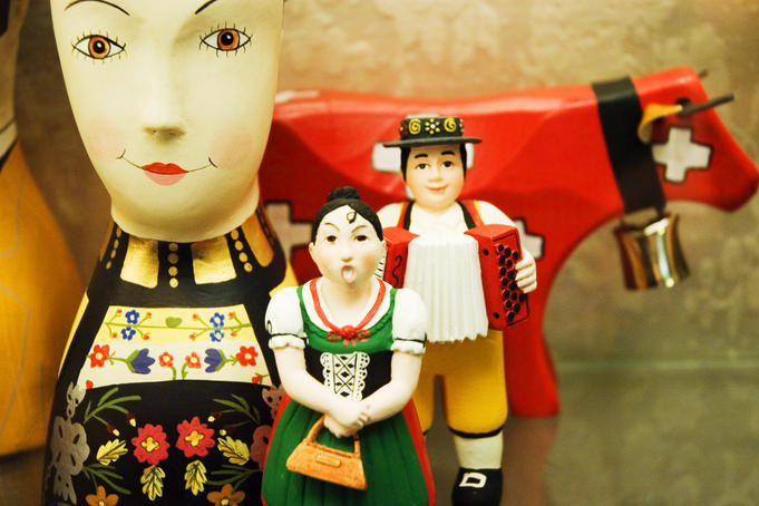Swiss souvenirs for sale.