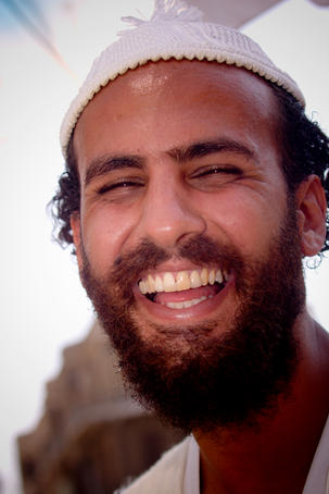 Smiling young street Rabbi.