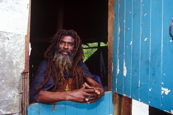 Portrait of man who lives in Zion Valley near Delices.