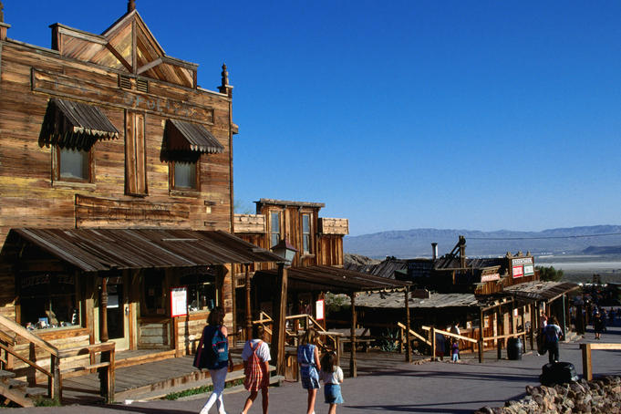 Visitors walking through Ghost Town, Calico.