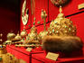 Fur-lined crowns in Kremlin Armoury.