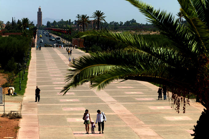 Koutoubia Mosque from the Picnic Pavillion at the Menara Gardens, Marrakesh