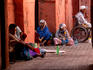 People outside mosque of Sidi Bel Arrabes.