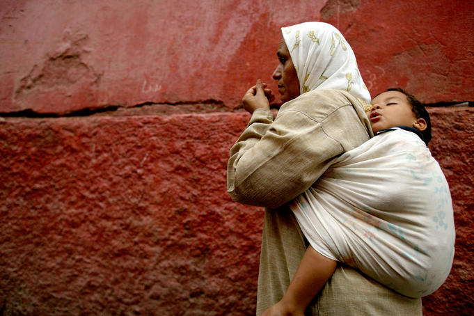 Mother and child in the narrow alleys of the Kasbah.