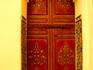 Painted door in central courtyard of Musee de Marrakesh.