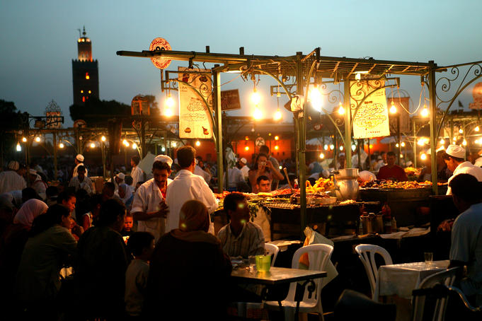 Food stalls on Dejemma el-Fna.
