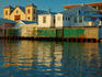 Haulover Creek with colourful riverside buildings in central Belize City.