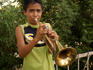 Portrait of young trumpet player.