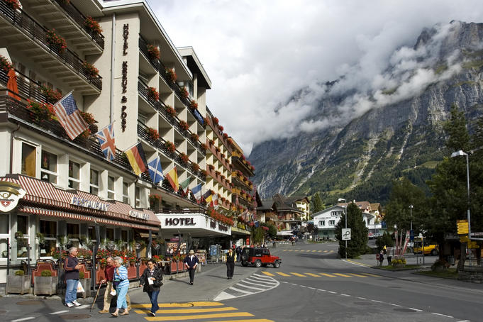 Mainstreet of alpine village.