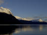 Snow covered hills above Lake Roca in Tierra del Fuego National Park.