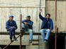 Construction workers on building atTrg Republike.