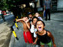 Roma kids playing, at market near train station